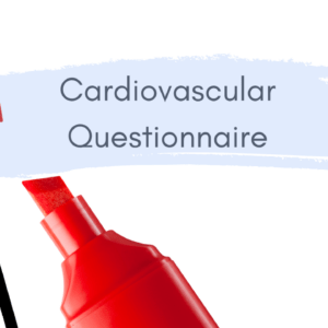 Cardiovascular questionnaire with red ticked checklist.