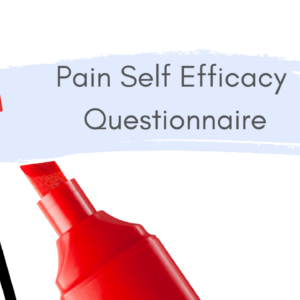 Pain Self Efficacy Questionnaire with red tick mark.